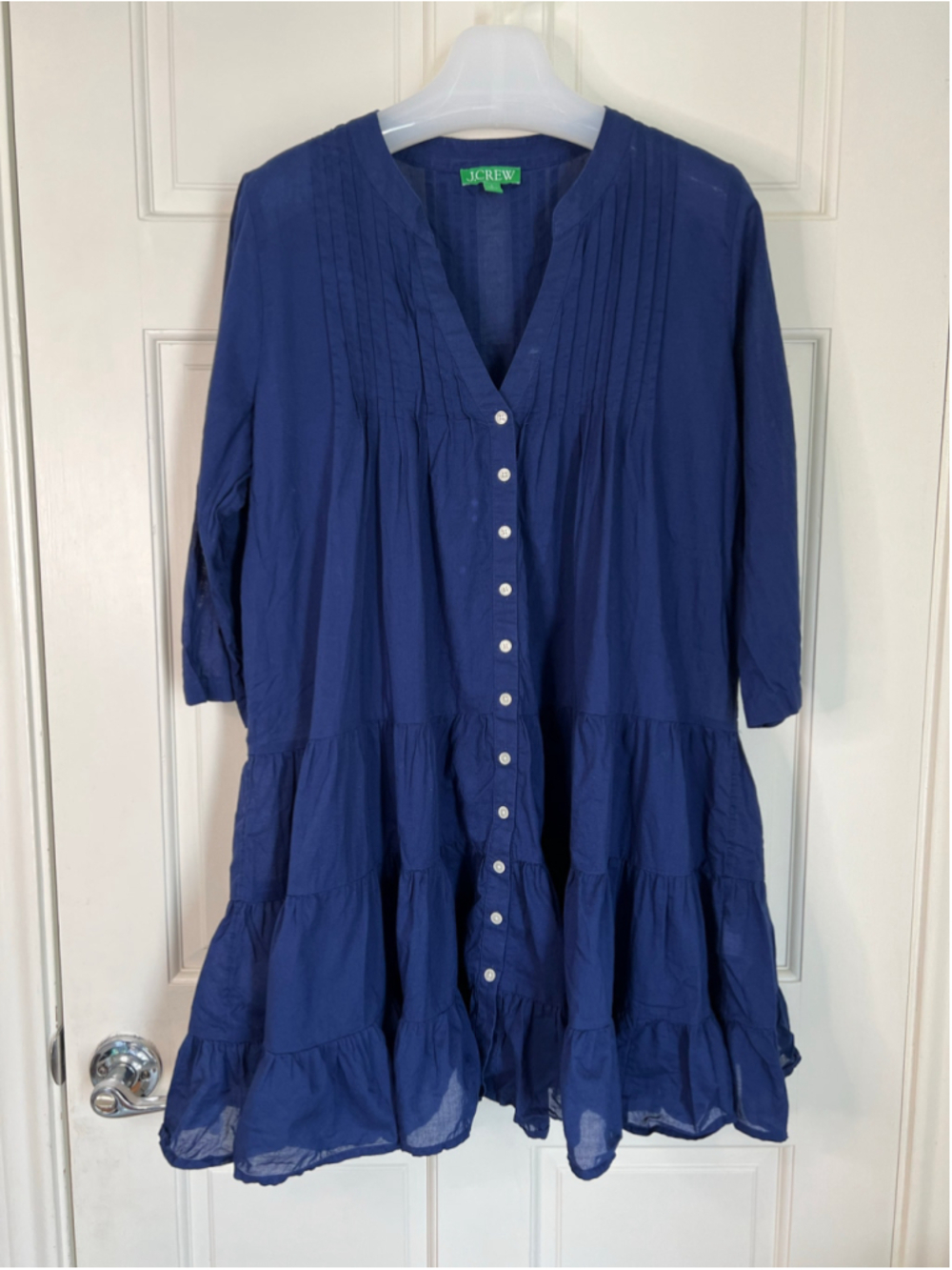 J. Crew Tiered Gauze Swim Cover-Up Navy Women's L - Picture 2 of 9